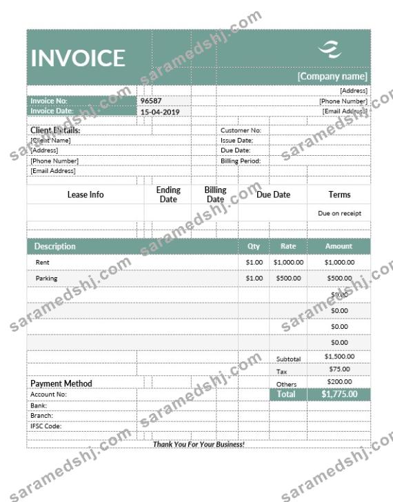 Commercial Lease Invoice Template